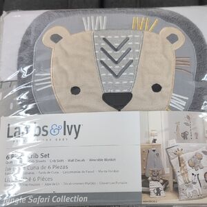 Lambs & Ivy Jungle Safari Crib Set - Gray and Cream